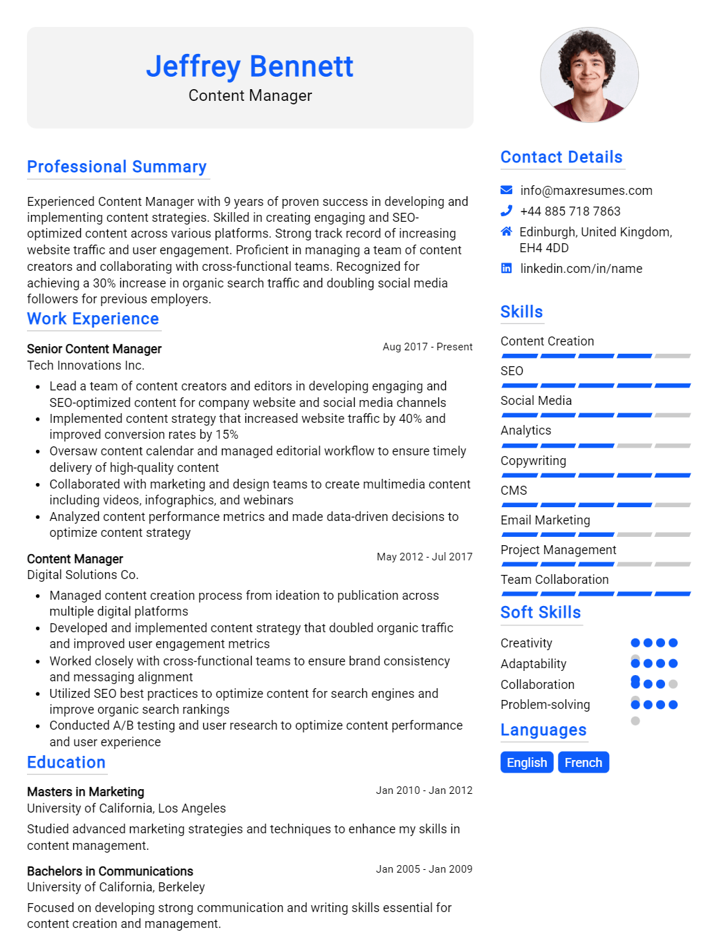 content-manager-resume-sample