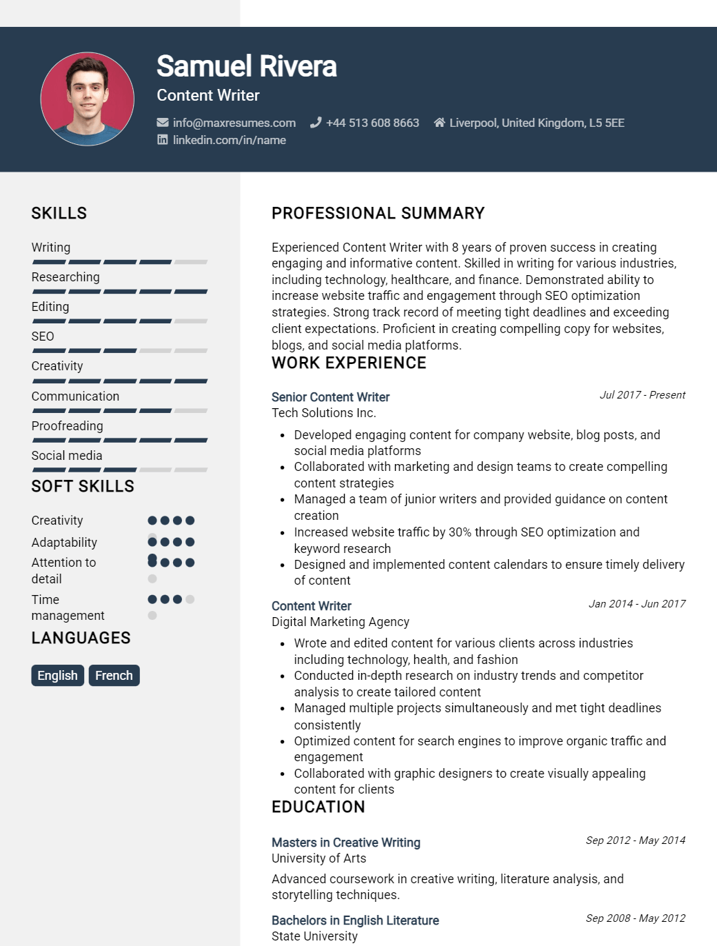 content-writer-resume-sample