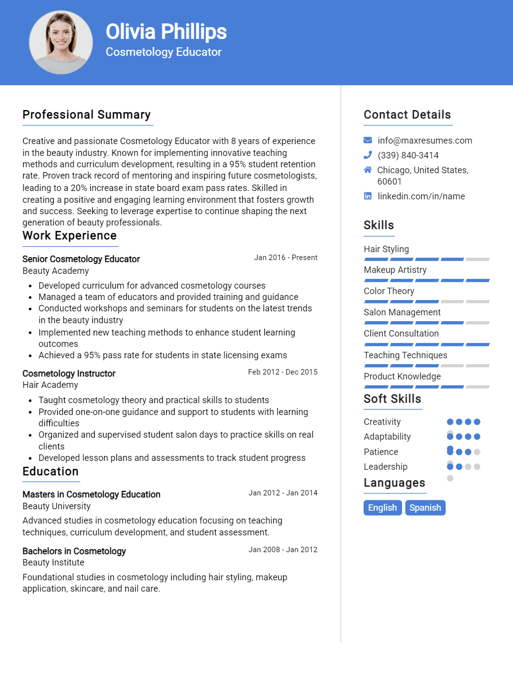 cosmetology-educator-resume-sample