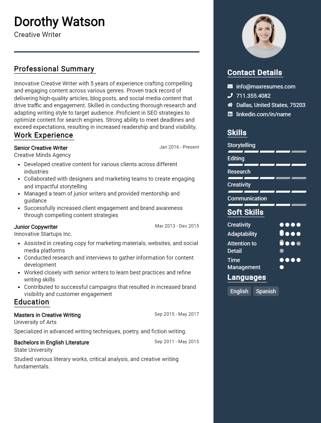 creative-writer-resume-sample