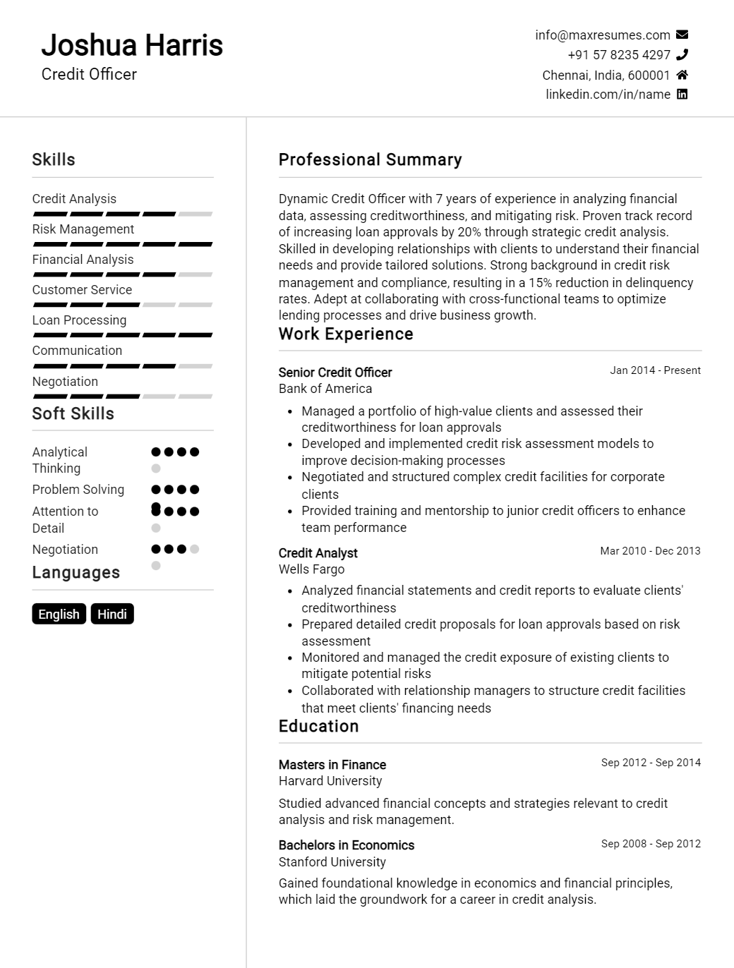 credit-officer-resume-sample