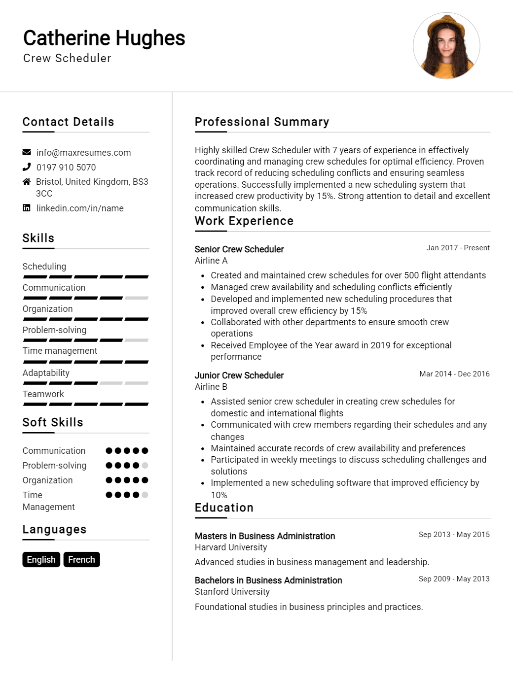 crew-scheduler-resume-sample
