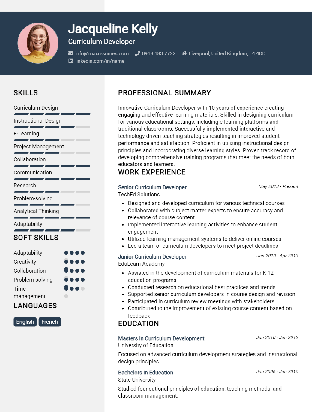 curriculum-developer-resume-sample