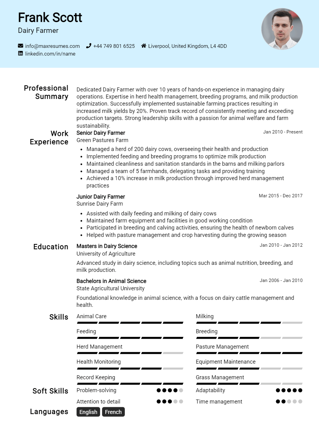 dairy-farmer-resume-sample