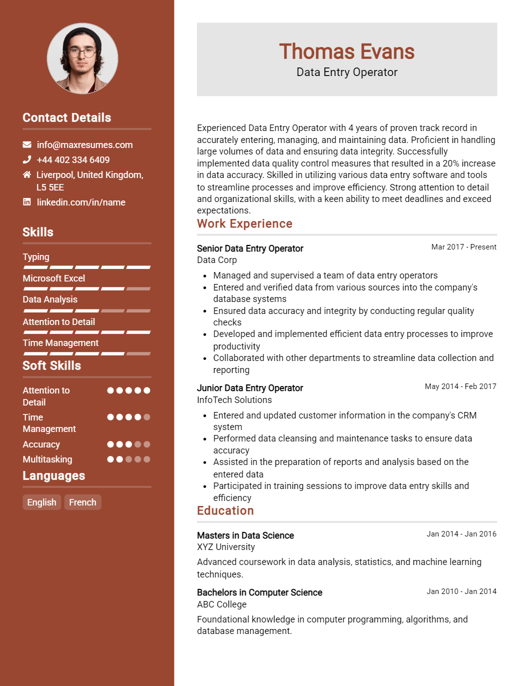 data-entry-operator-resume-sample