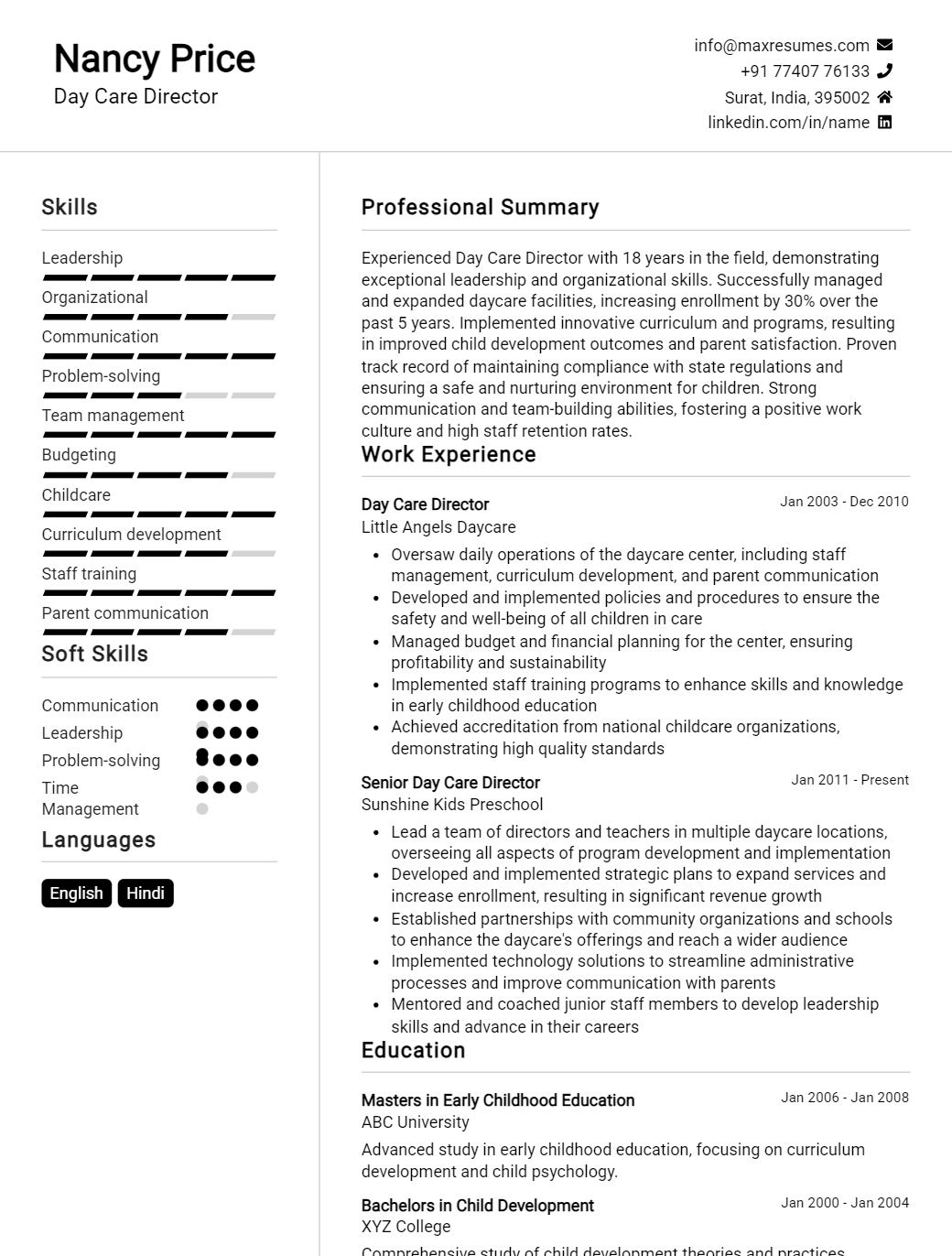 day-care-director-resume-sample
