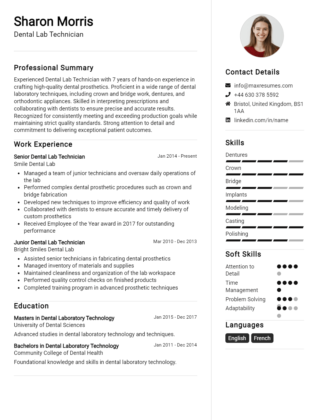 dental-lab-technician-resume-sample