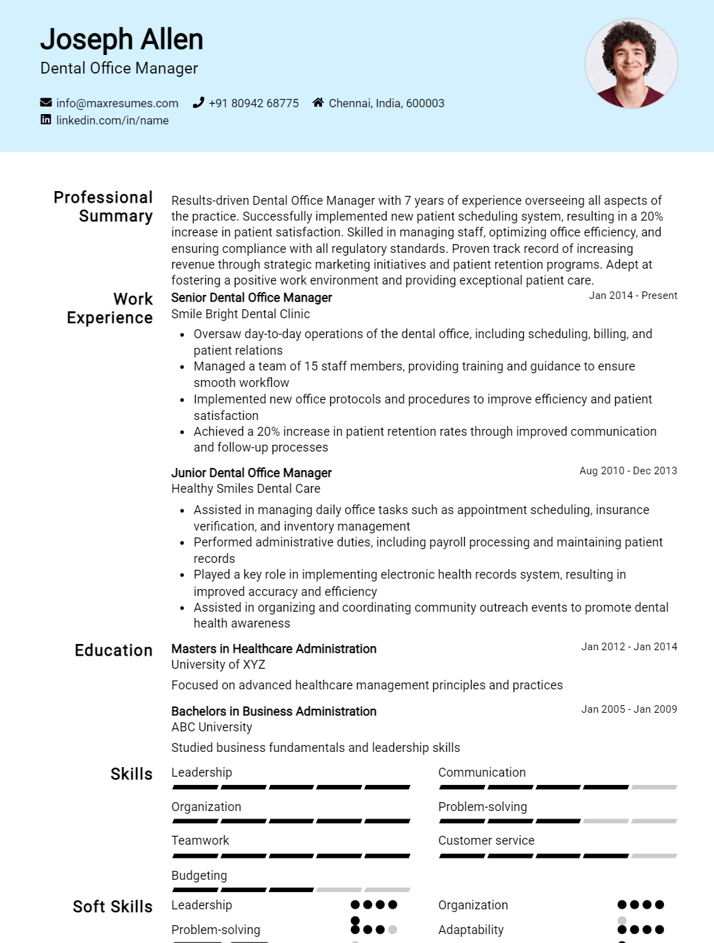 dental-office-manager-resume-sample