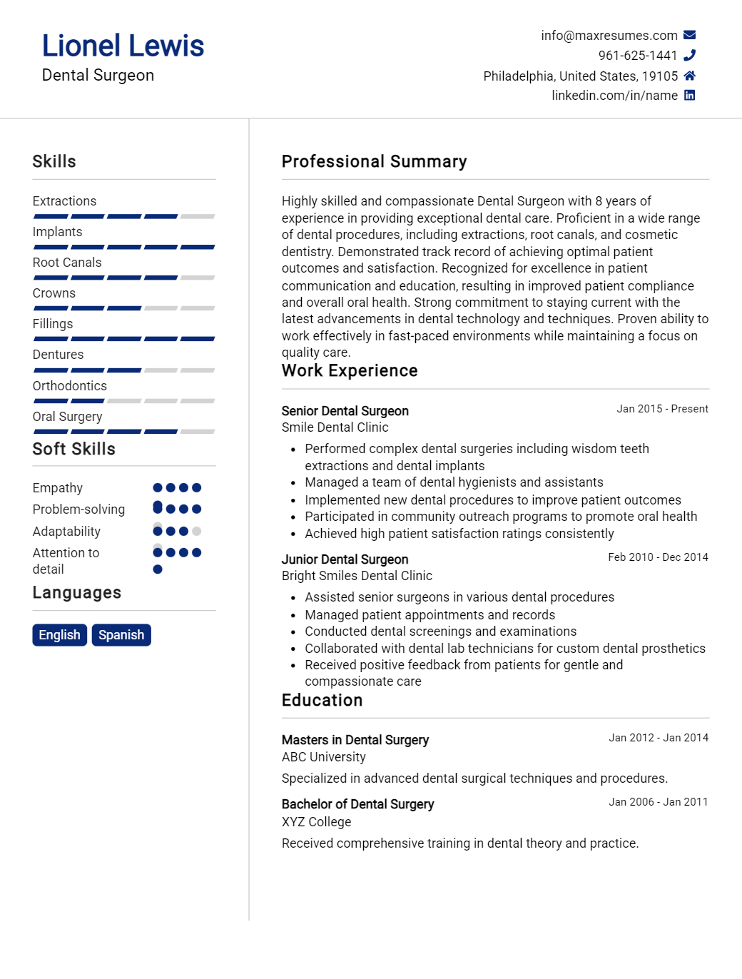 dental-surgeon-resume-sample