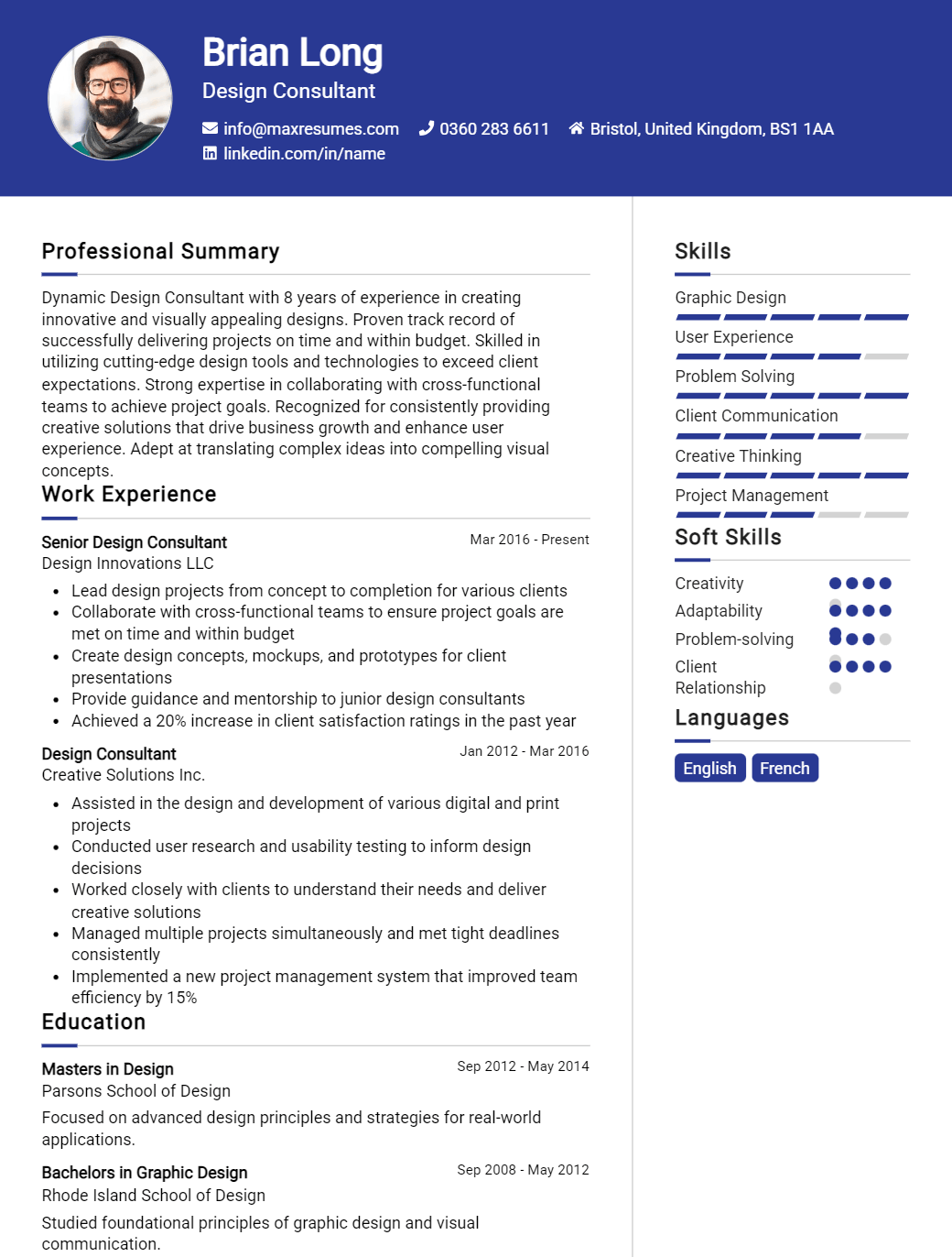 design-consultant-resume-sample