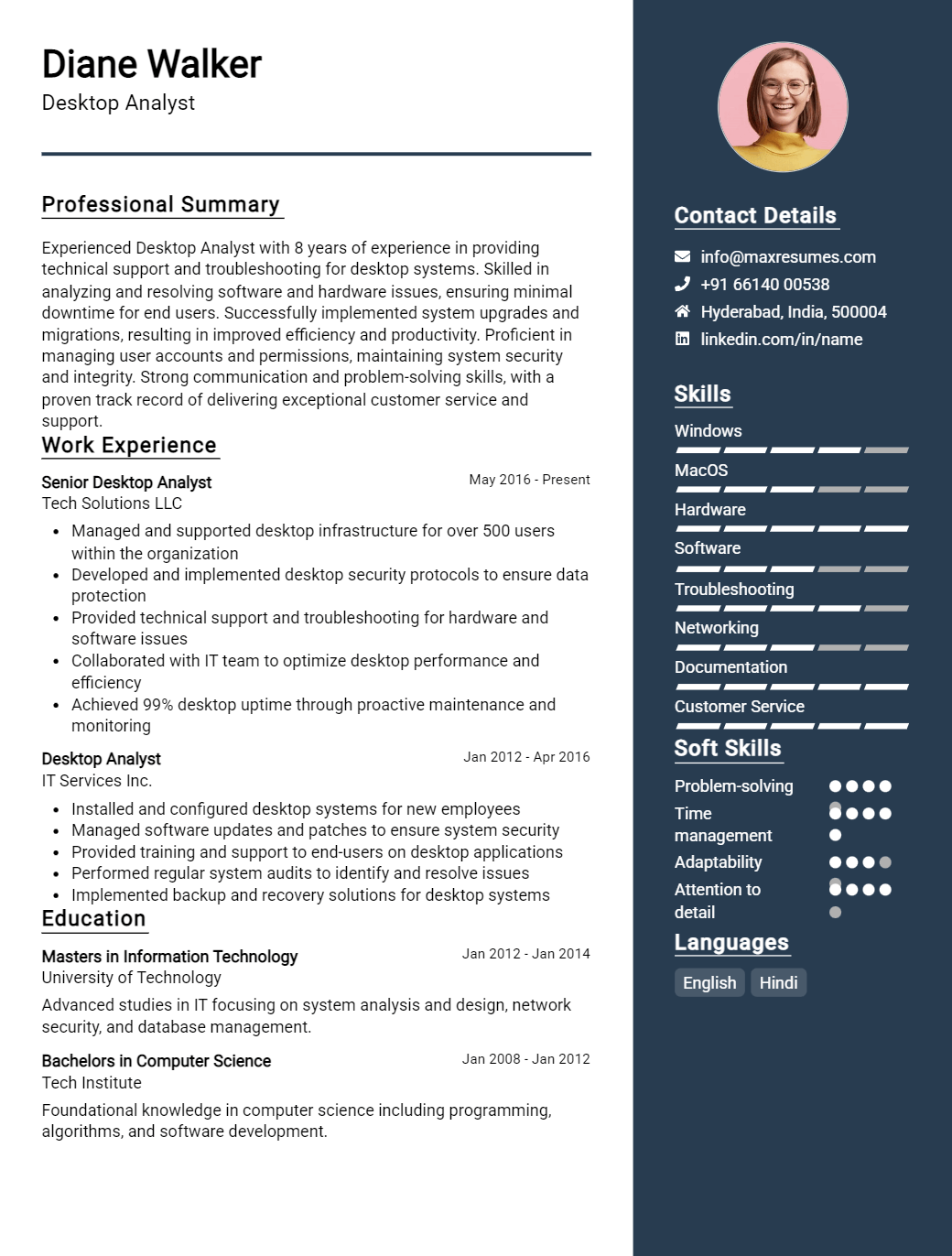 desktop-analyst-resume-sample