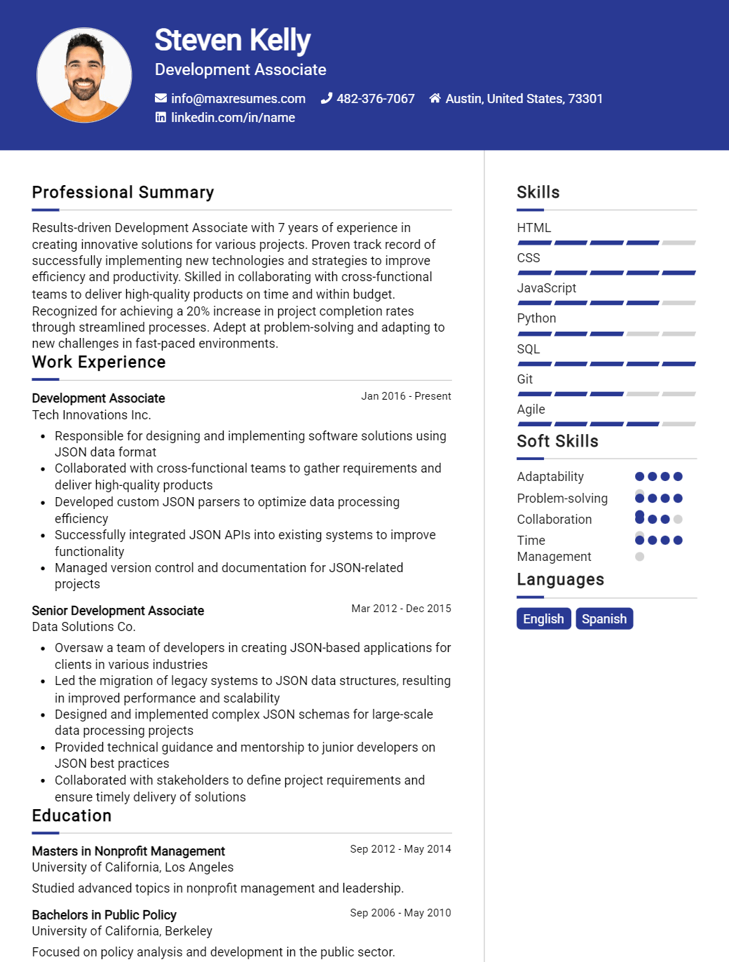 development-associate-resume-sample