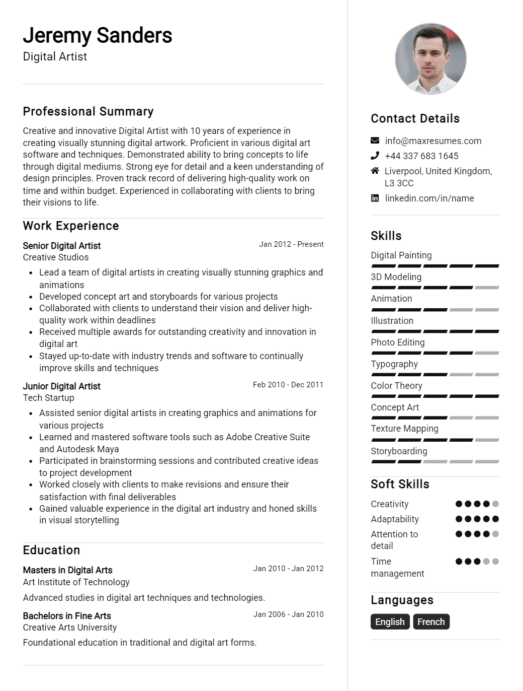 digital-artist-resume-sample