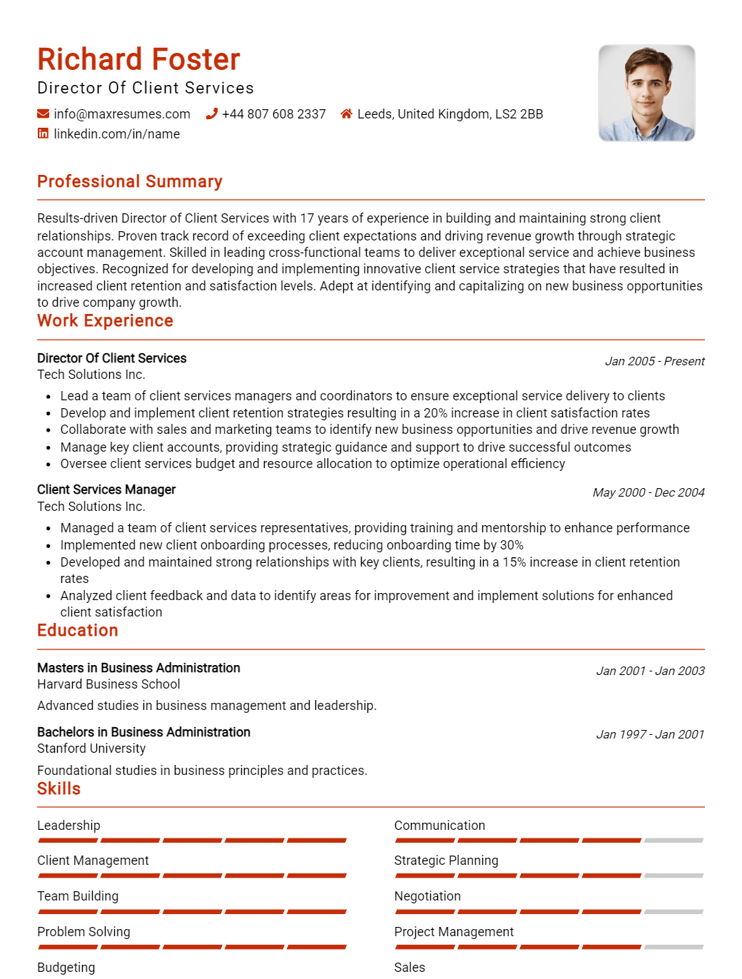 director-of-client-services-resume-sample