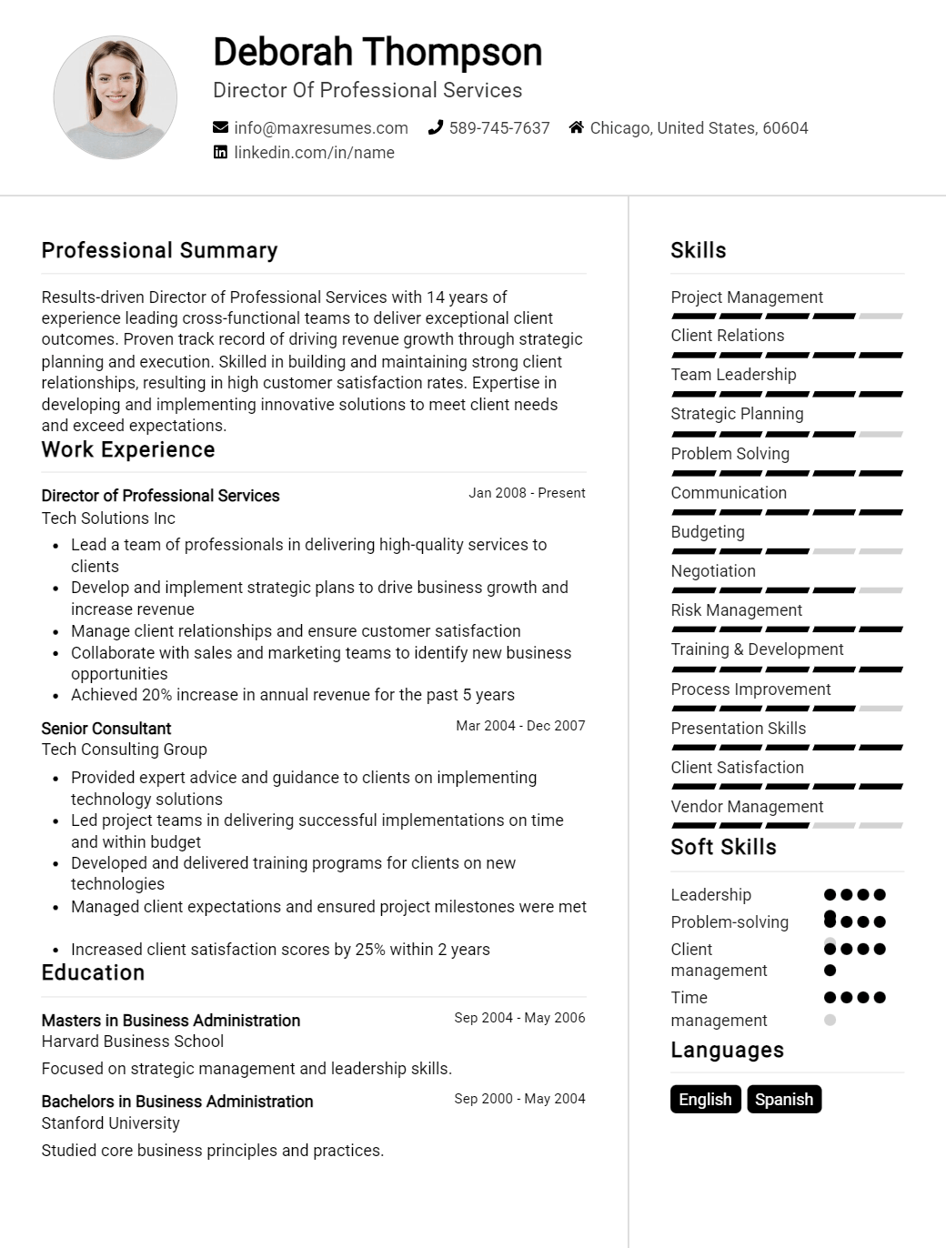 director-of-professional-services-resume-sample