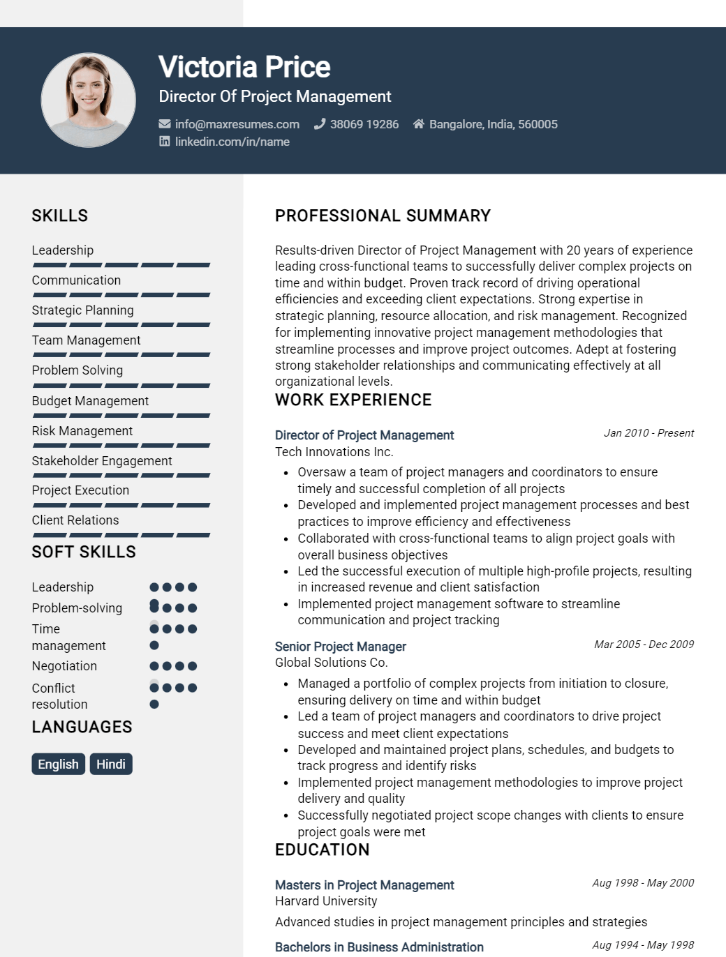 director-of-project-management-resume-sample