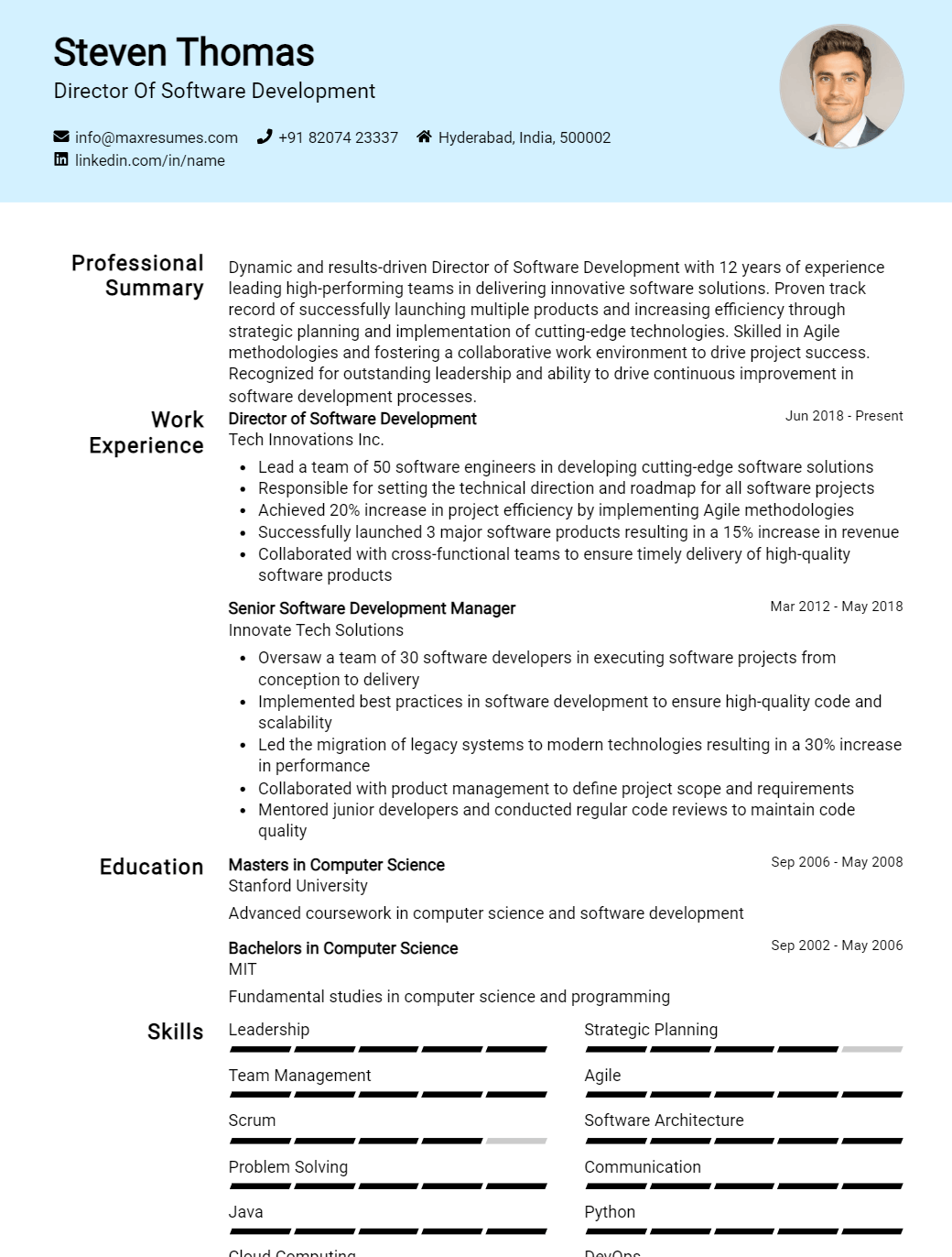 director-of-software-development-resume-sample