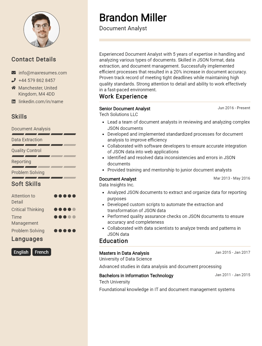 document-analyst-resume-sample