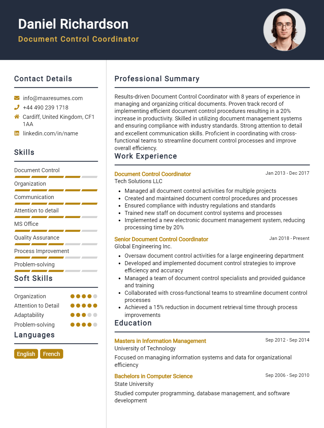 document-control-coordinator-resume-sample