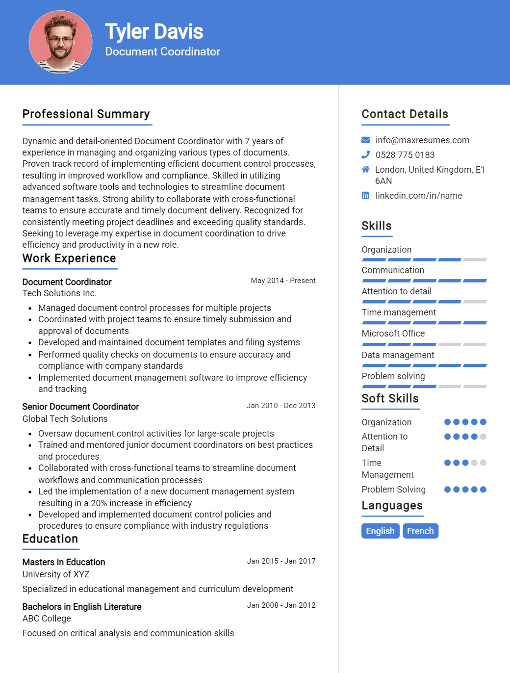 document-coordinator-resume-sample