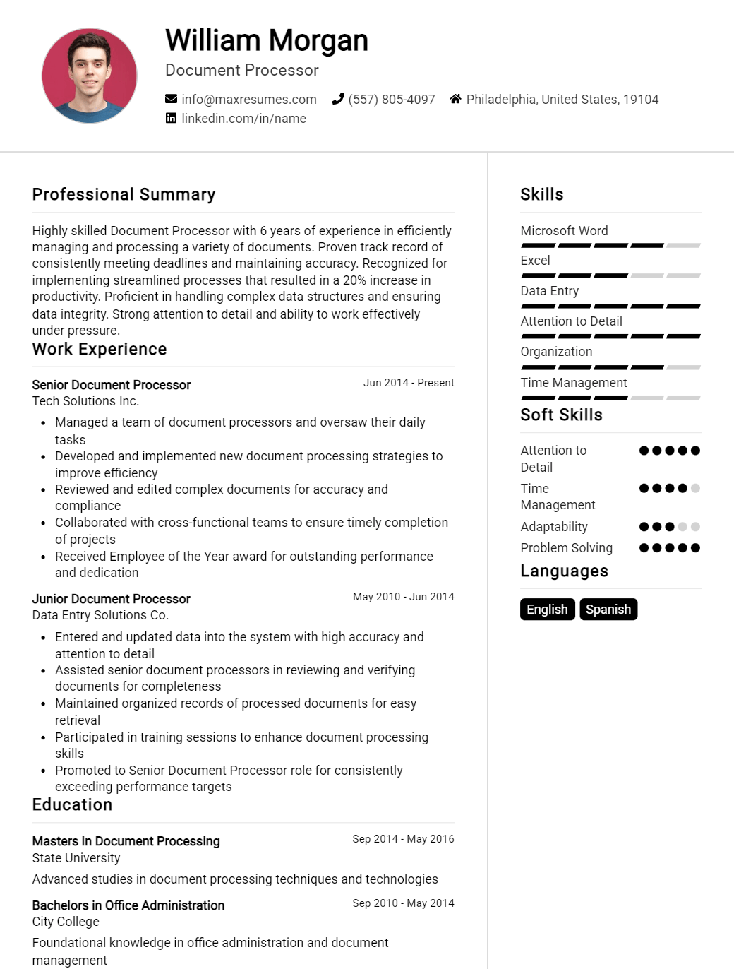 document-processor-resume-sample