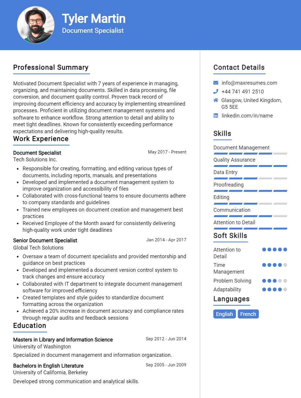 document-specialist-resume-sample