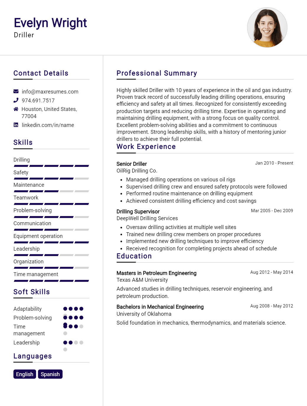 driller-resume-sample