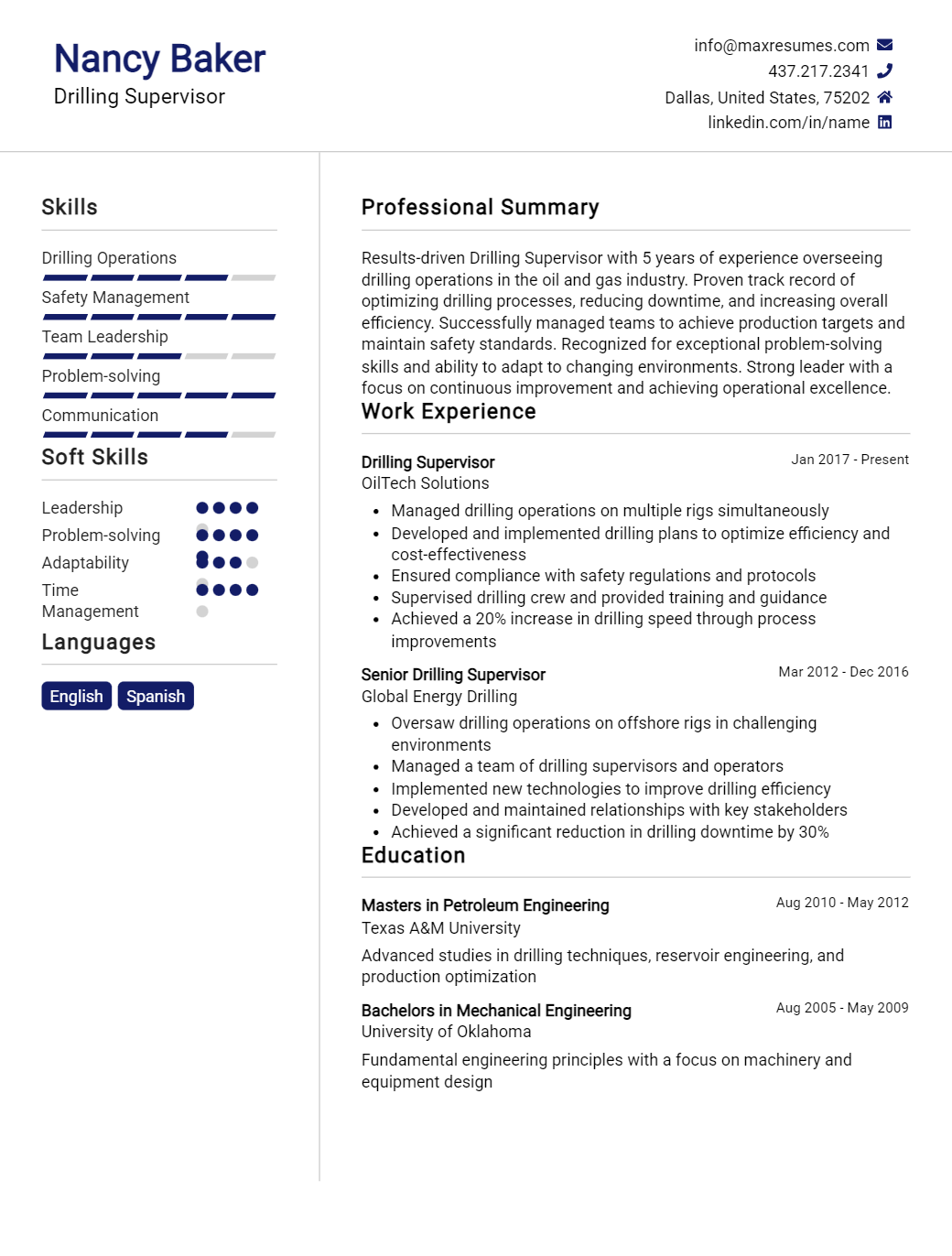 drilling-supervisor-resume-sample