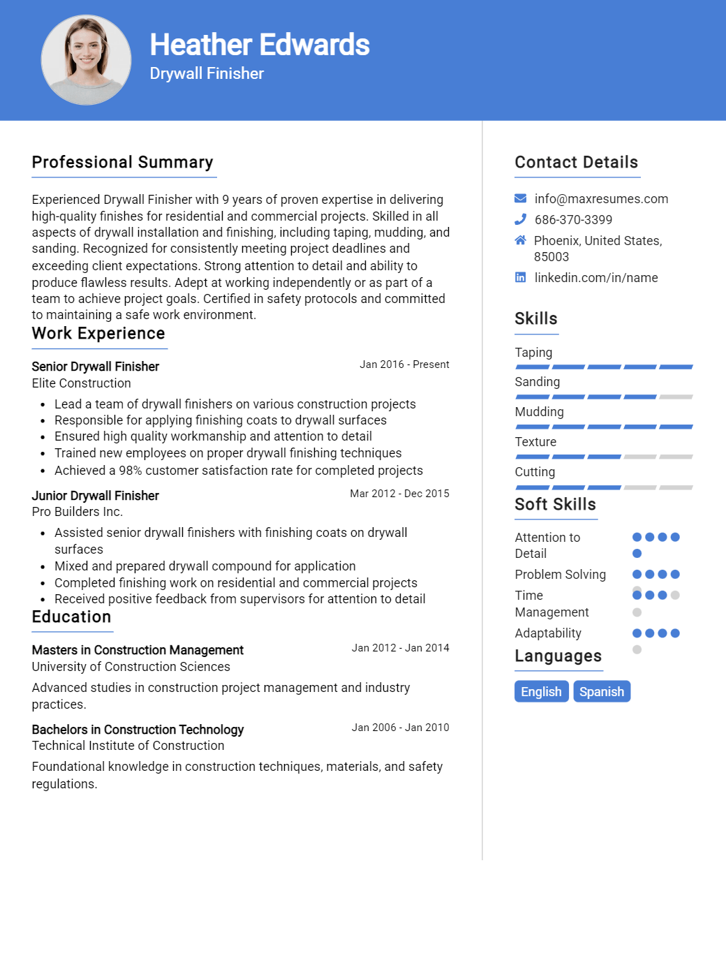 drywall-finisher-resume-sample