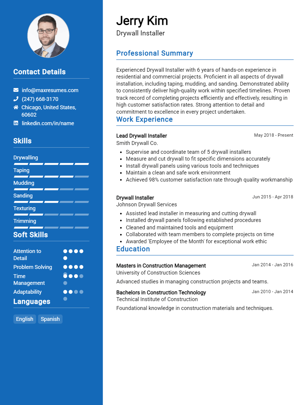 drywall-installer-resume-sample