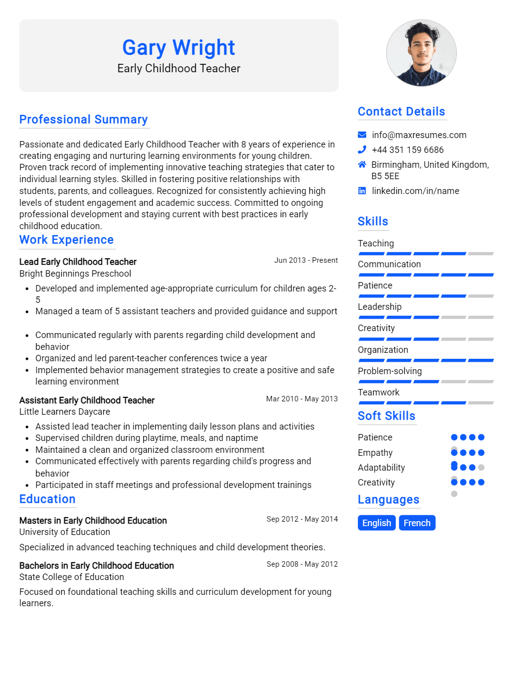 early-childhood-teacher-resume-sample