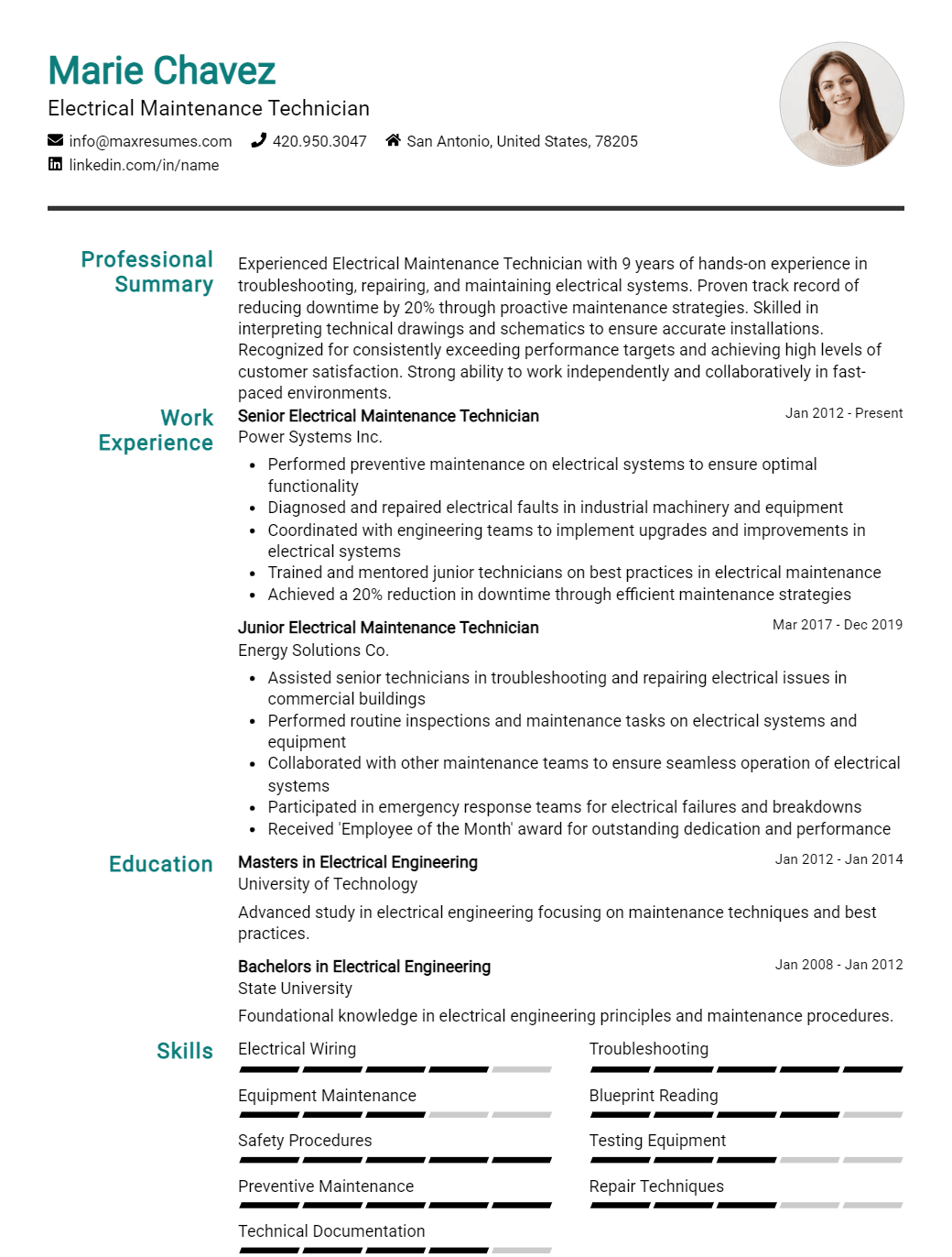 maintenance-technician-resume-sample
