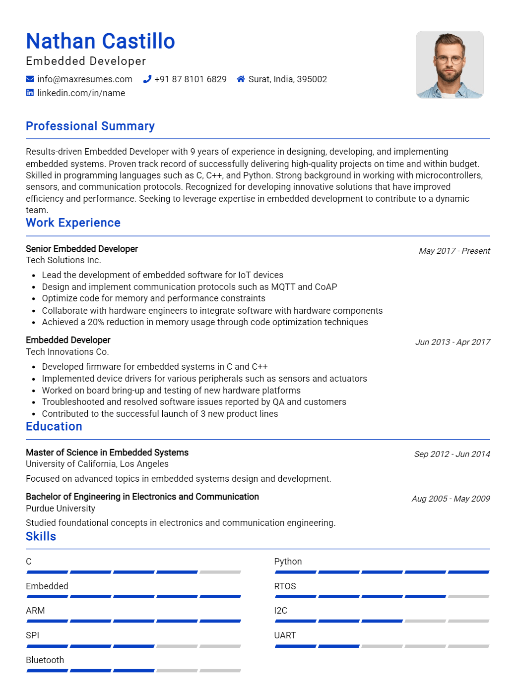 embedded-developer-resume-sample