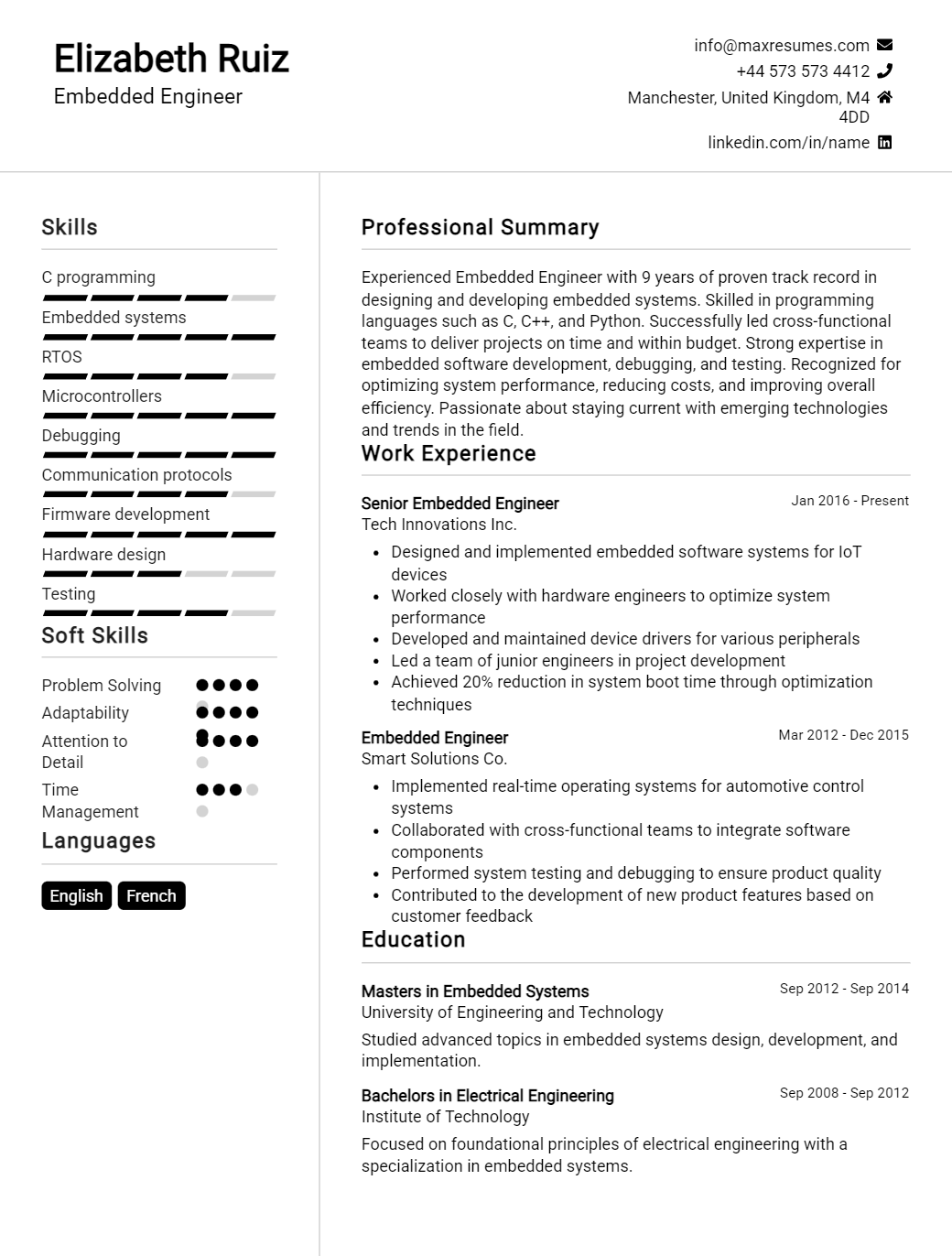 embedded-engineer-resume-sample