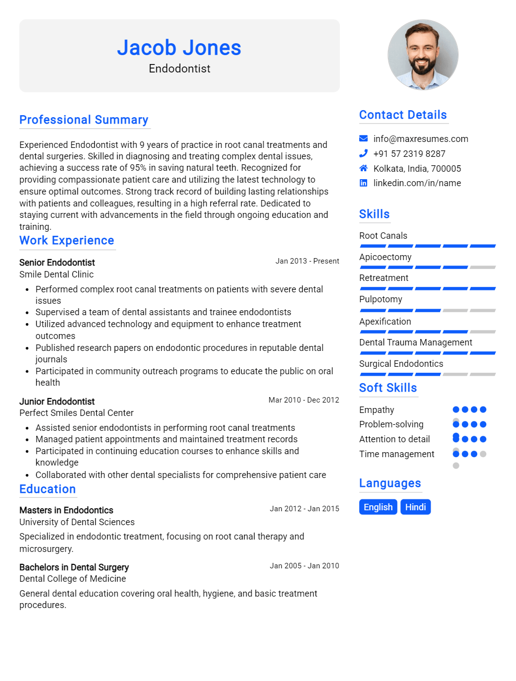 endodontist-resume-sample