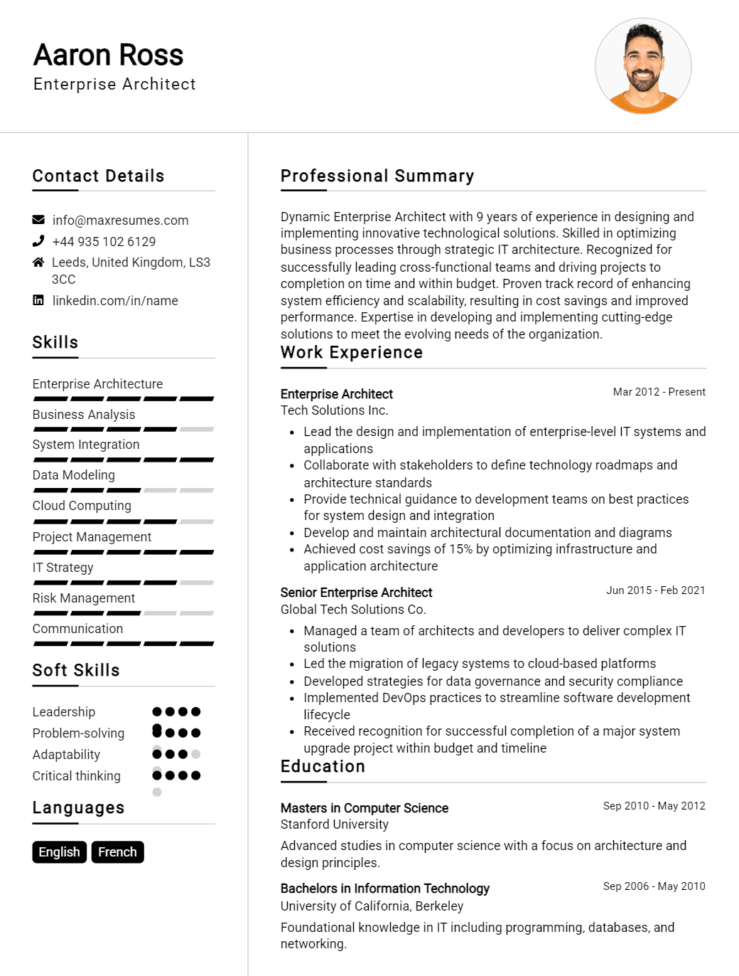 enterprise-architect-resume-sample