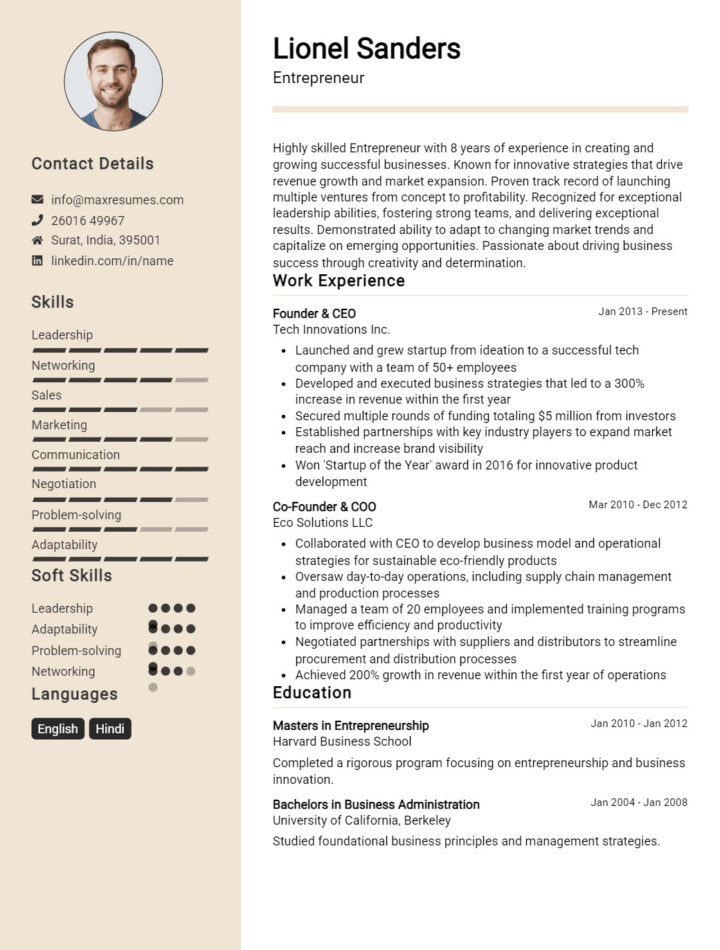 entrepreneur-resume-sample