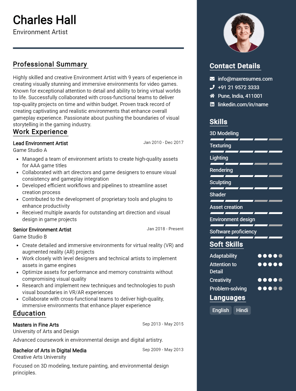 environment-artist-resume-sample