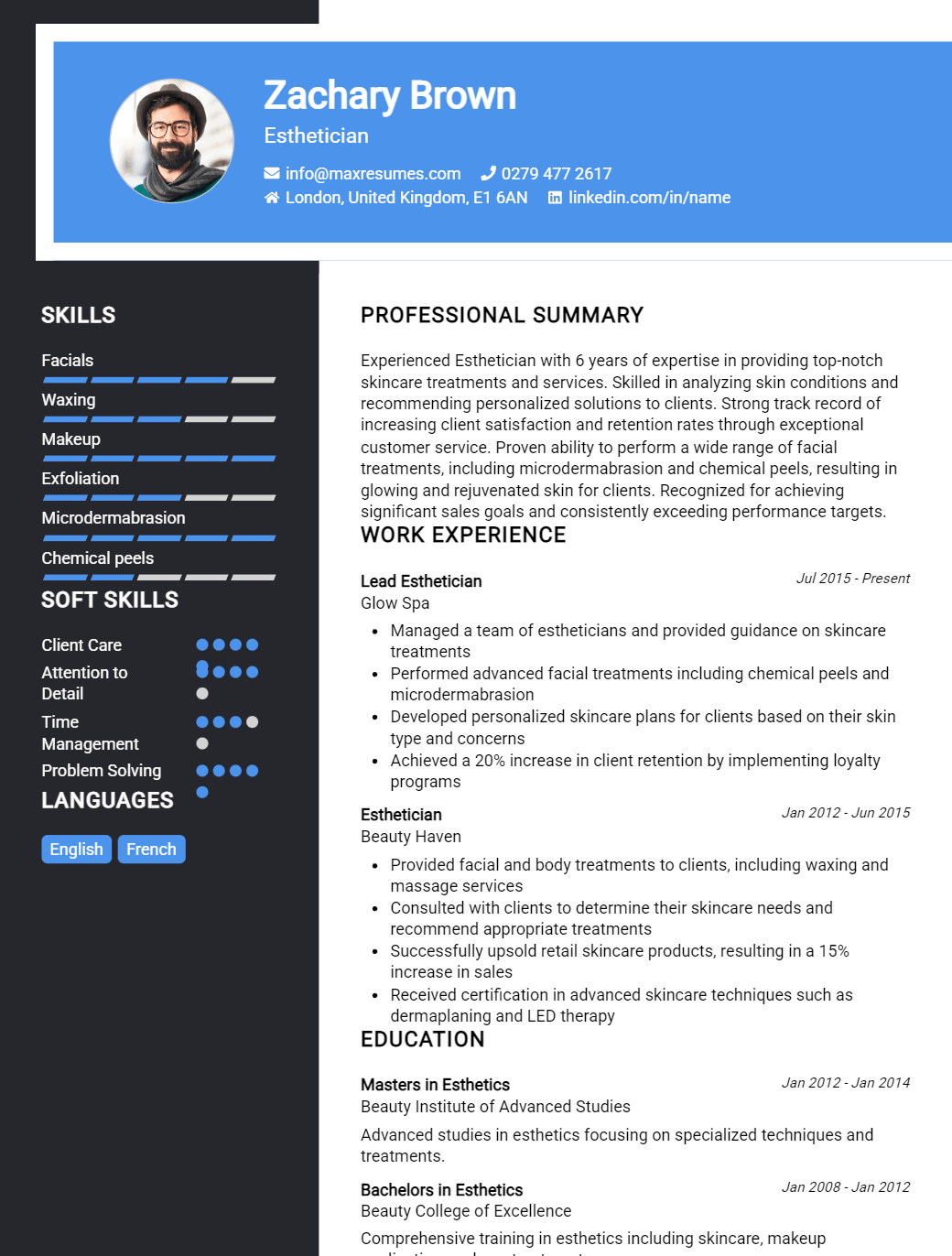esthetician-resume-sample