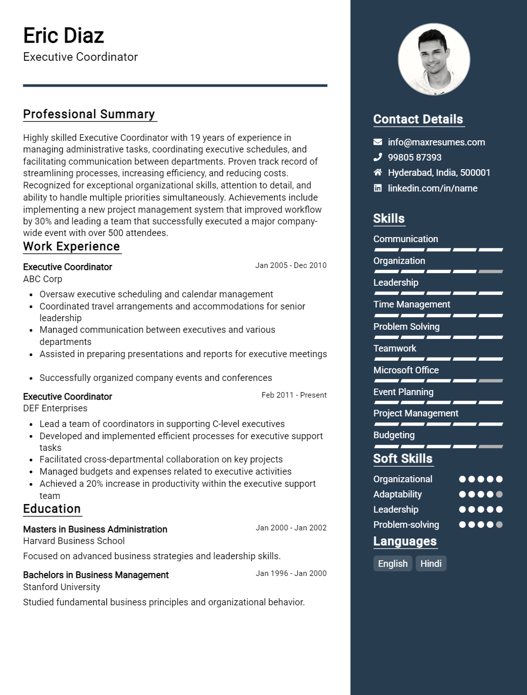 executive-coordinator-resume-sample