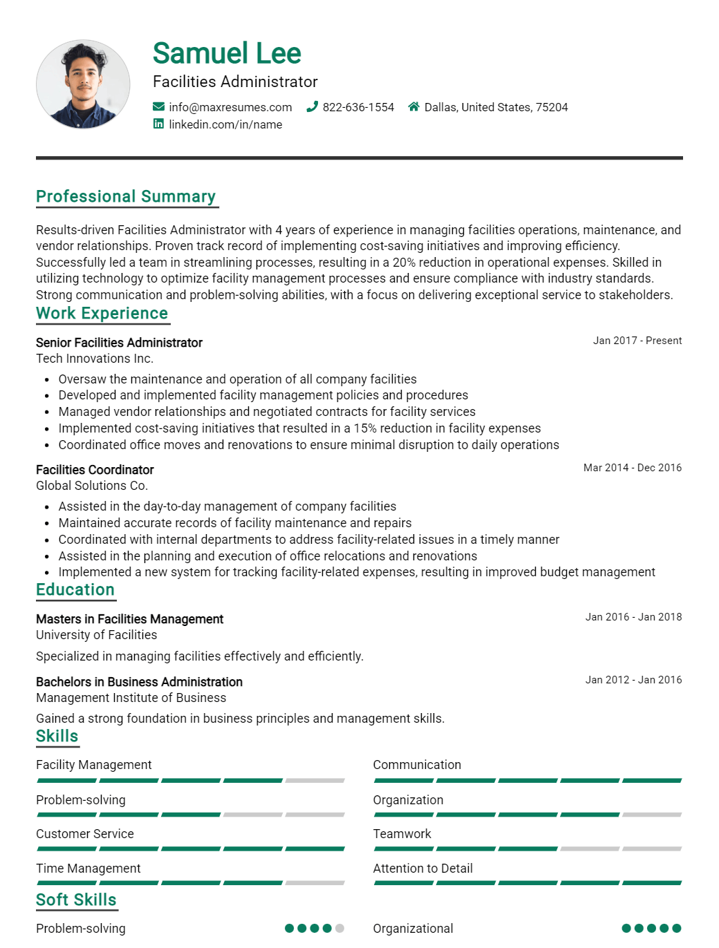 facilities-administrator-resume-sample