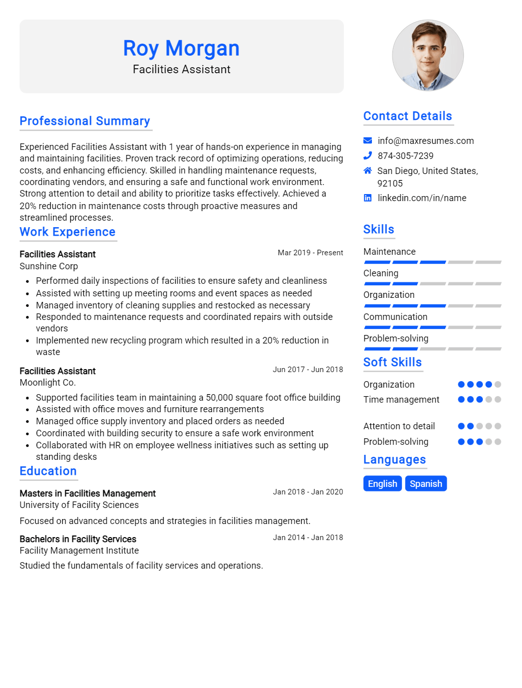 facilities-assistant-resume-sample
