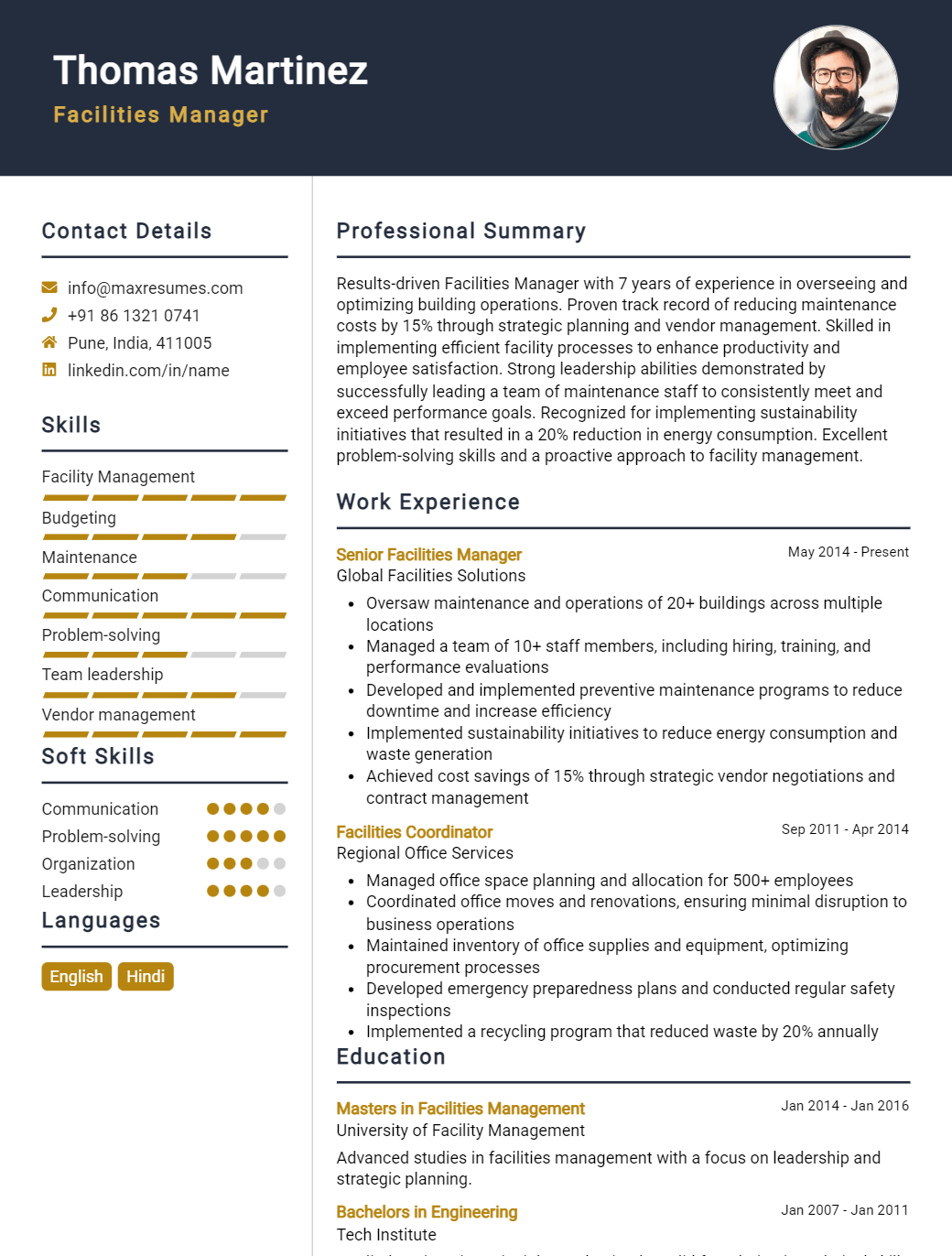 facilities-manager-resume-sample