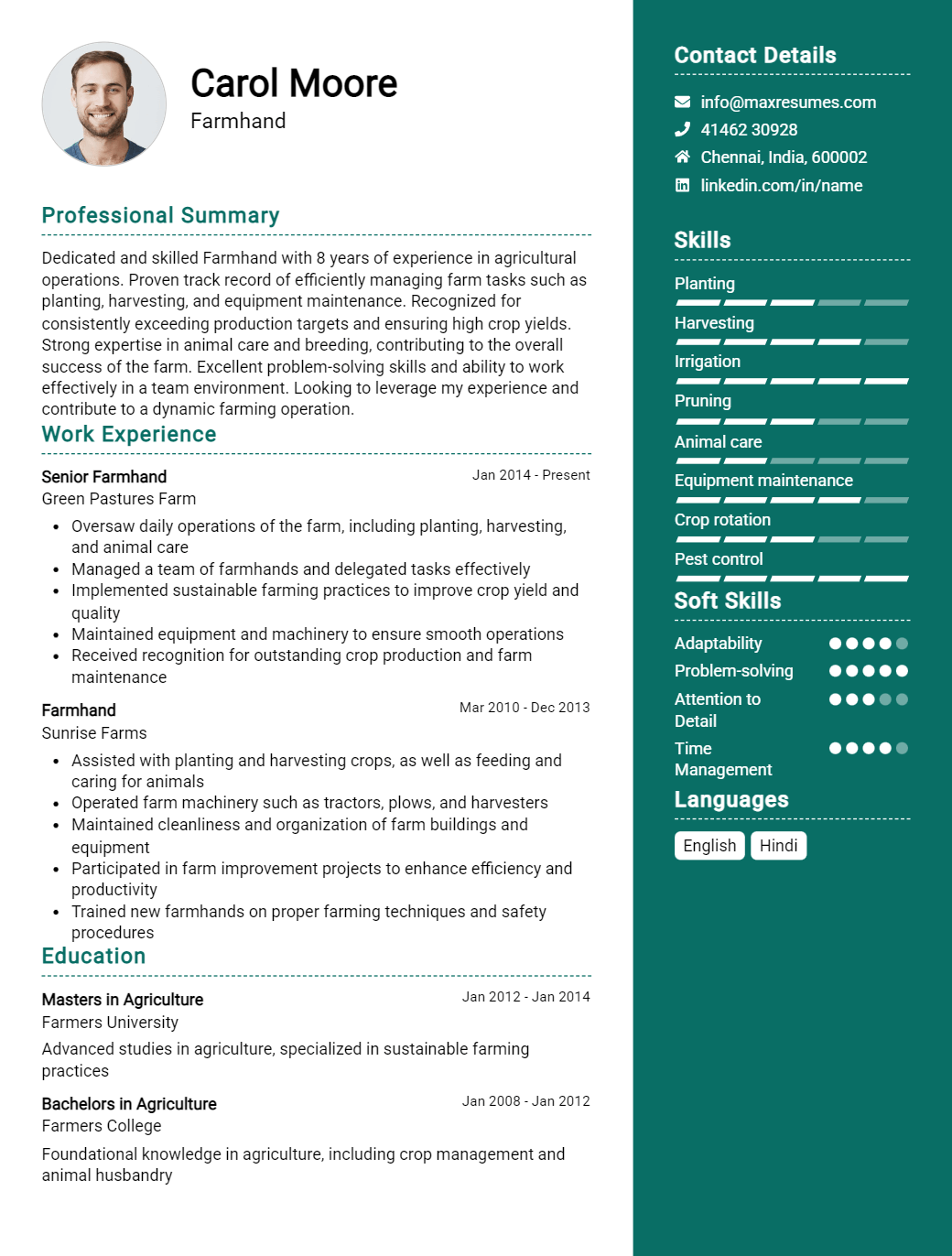 farmhand-resume-sample