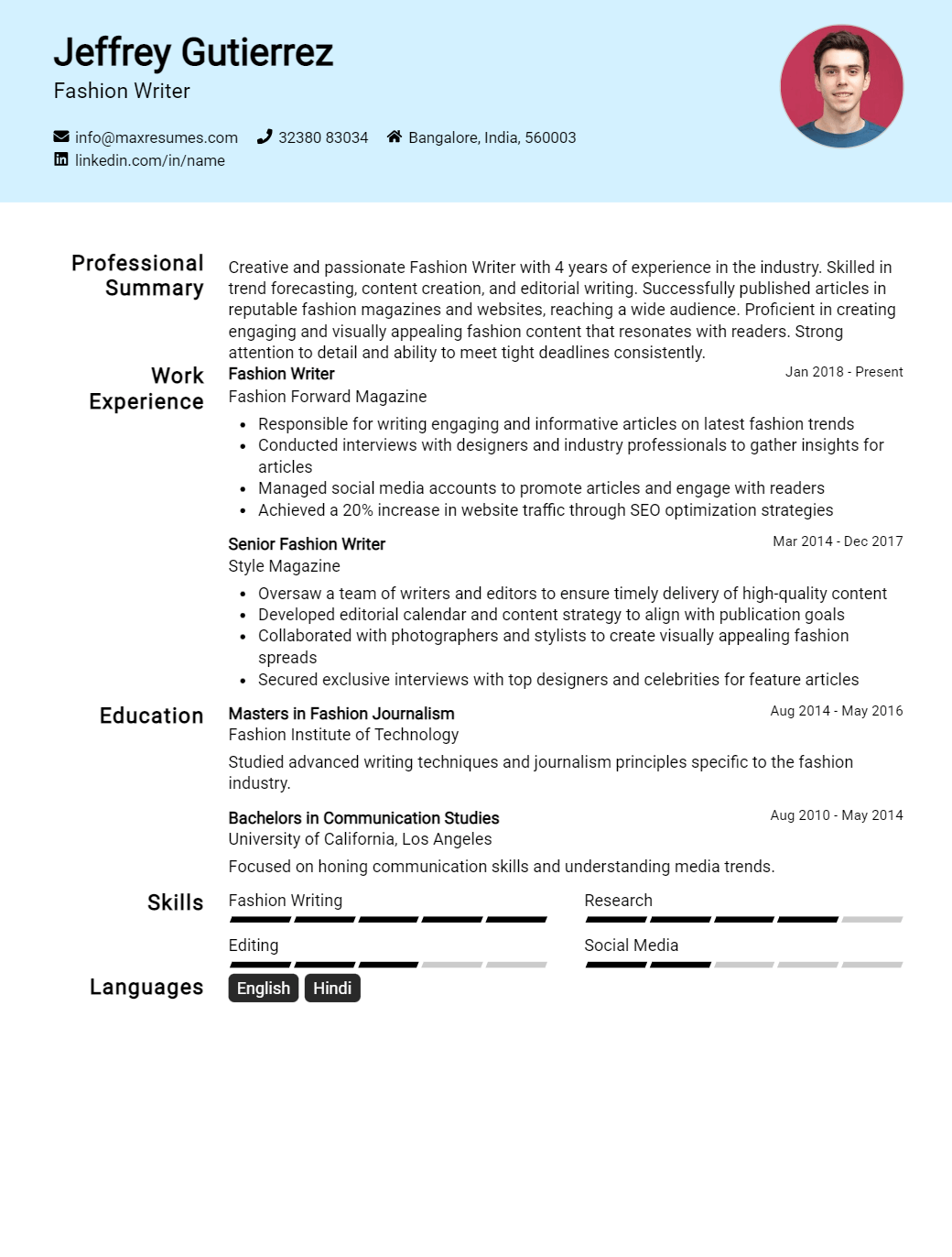 fashion-writer-resume-sample