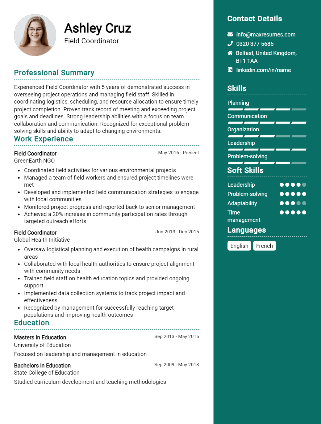 field-coordinator-resume-sample