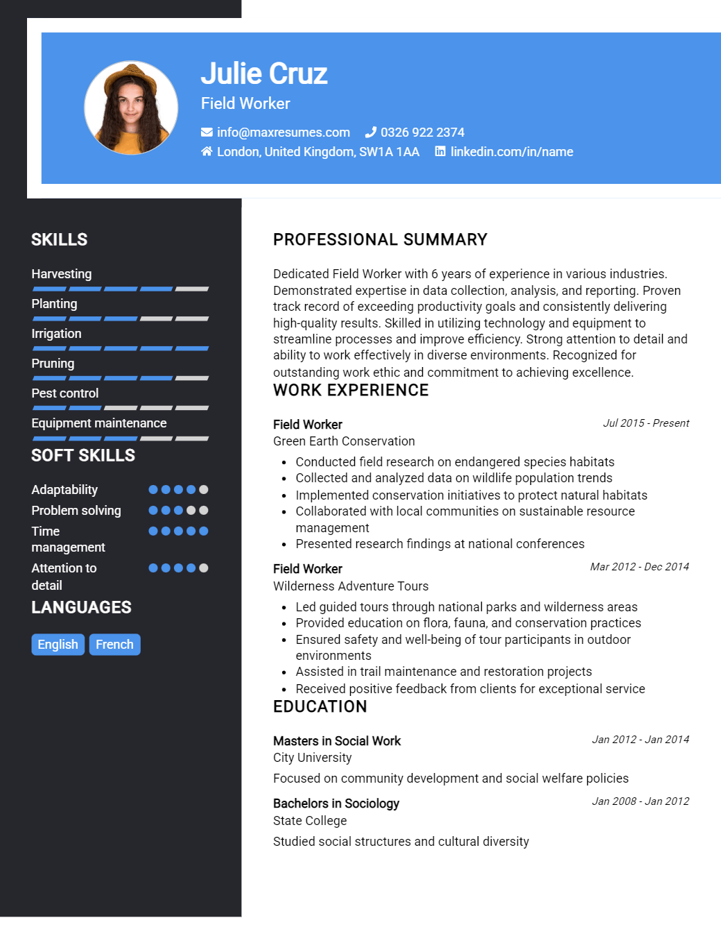field-worker-resume-sample