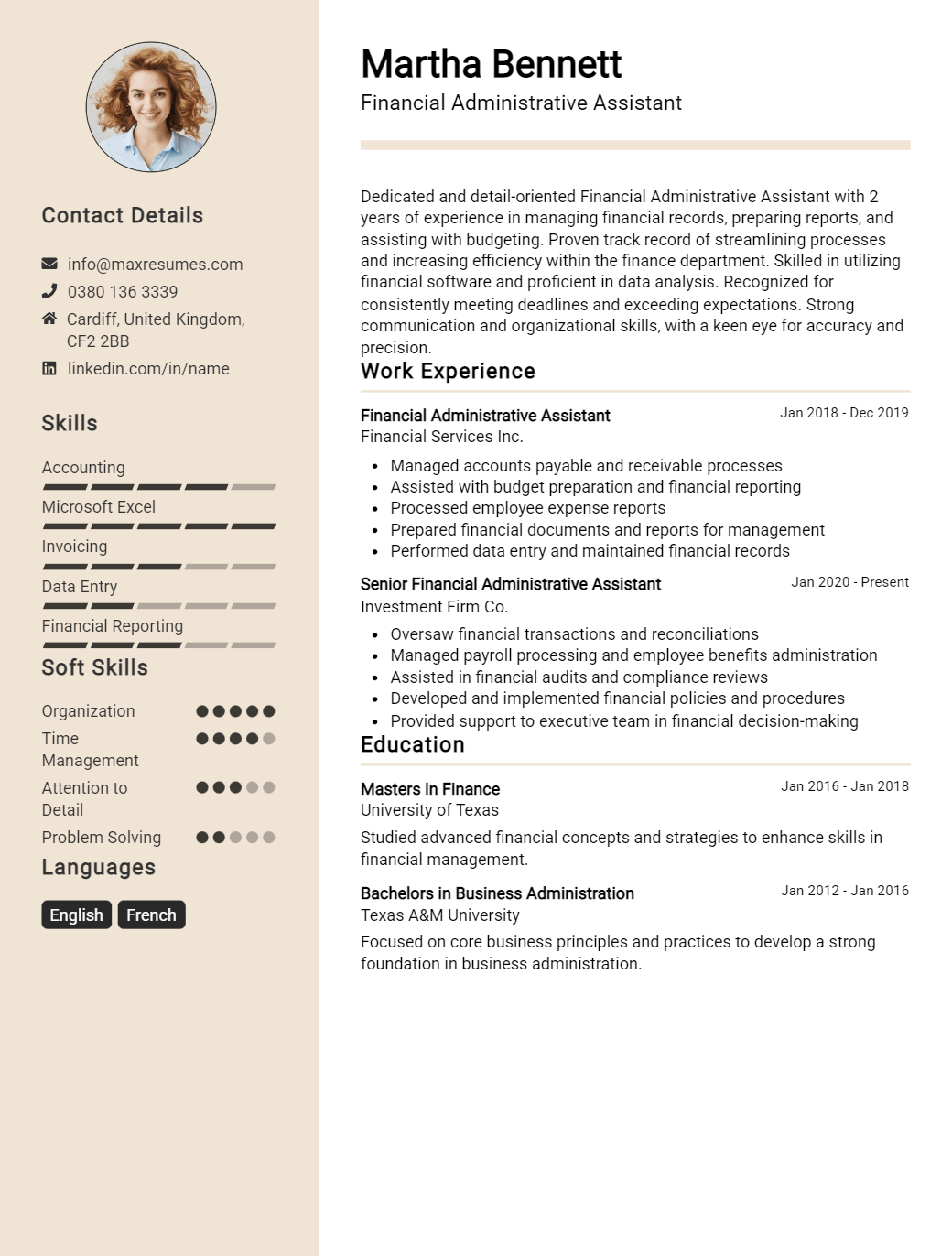 financial-administrative-assistant-resume-sample