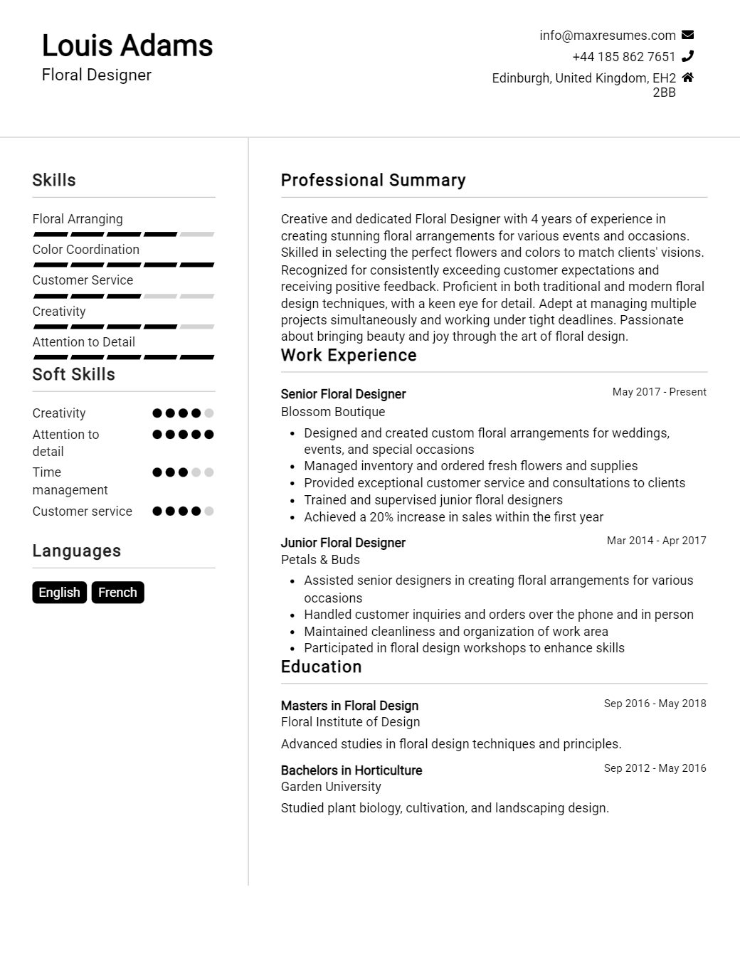 floral-designer-resume-sample