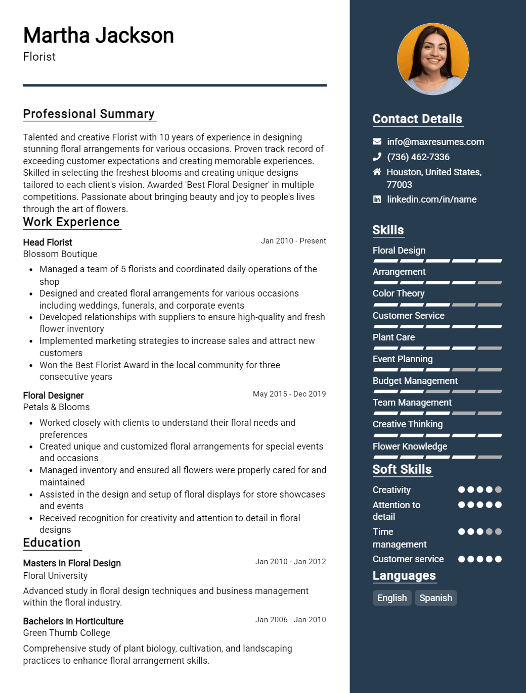 florist-resume-sample